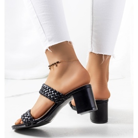 Abas de calcanhar trançadas pretas preto 1