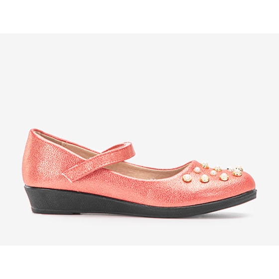 Bailarinas infantis vermelhas com pérolas Silva vermelho 2