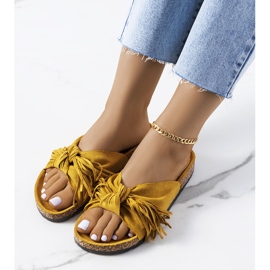 Chinelos Laderies com franjas amarelas amarelo 1