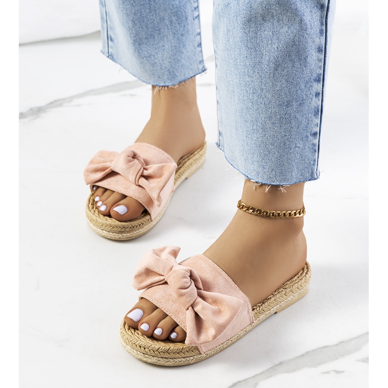 Chinelos rosa com laço Madelen 1