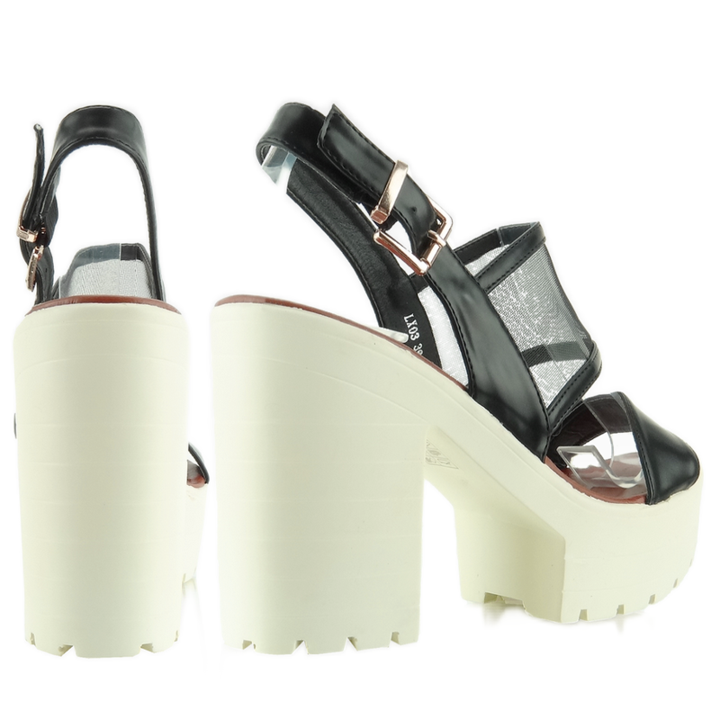 Sandálias de sola alta LX03 Preto 2