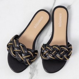 BM Chinelos elegantes pretos Correra 1