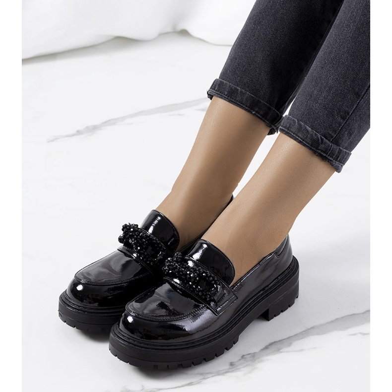 Mocassim de couro envernizado preto Ordell 1