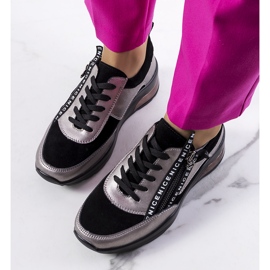 Tênis Belita de couro preto cinza 1