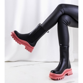 Botas pretas na plataforma rosa Ruket preto 1