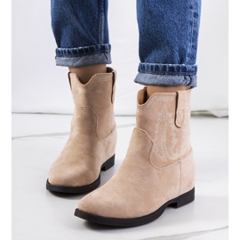 Botins bege com cunha Wolfpine coberta 1