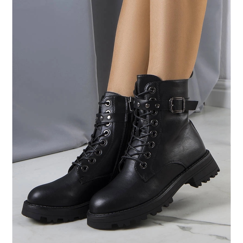 Botas pretas de couro ecológico Narnclaedra preto 1