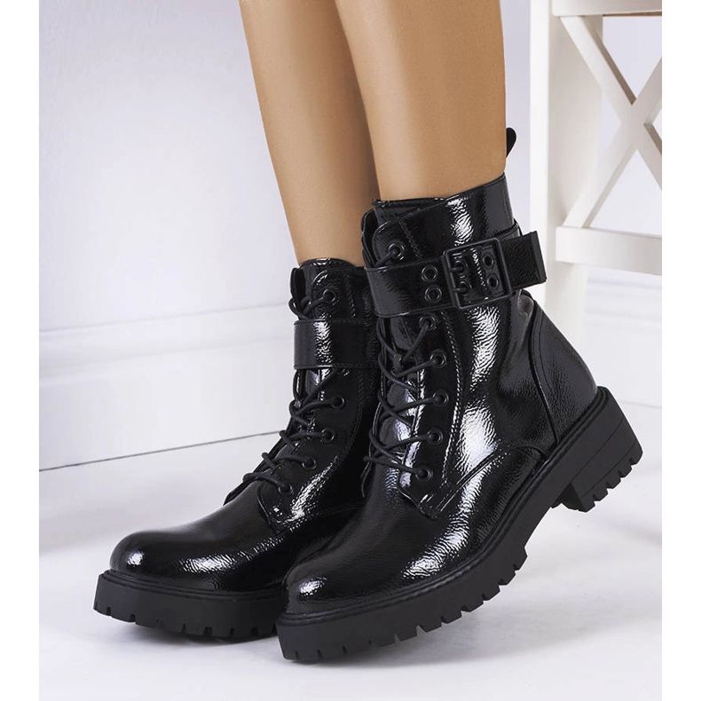 Botas Tarrin lacadas pretas preto 1