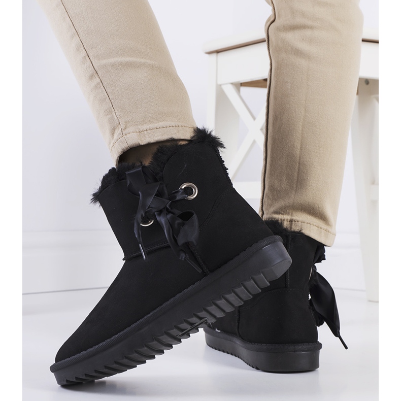 Botas de neve pretas com laço Lachance preto 2 Botas de neve pretas com laço Lachance preto 2