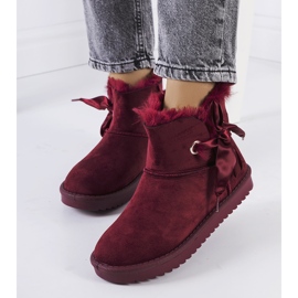 Botas de neve marrons com laço Lachance clarete vermelho 1