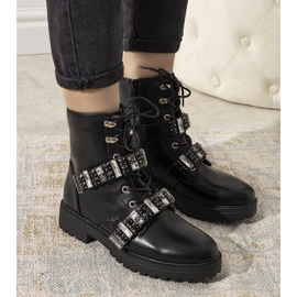 Botas pretas com zircônias cúbicas Ramsey decorativas preto 1