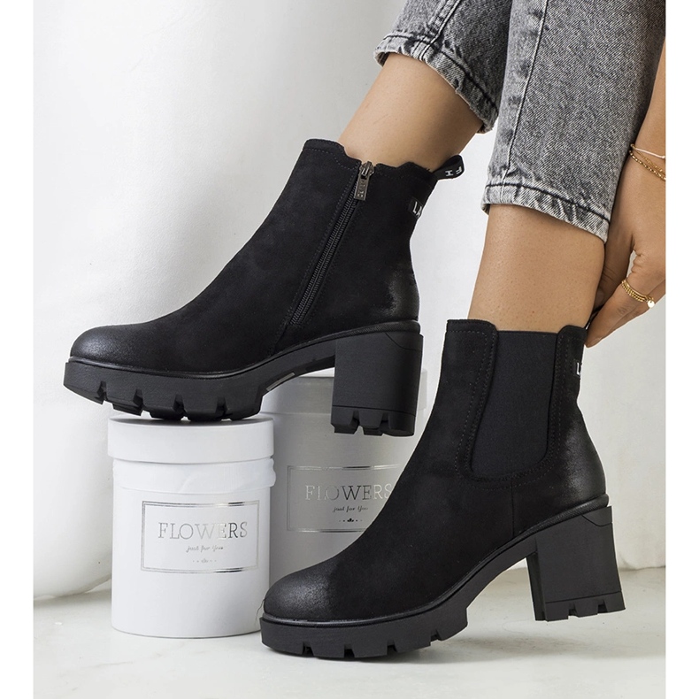 Bota cano alto de camurça preta, Svelte. preto 2