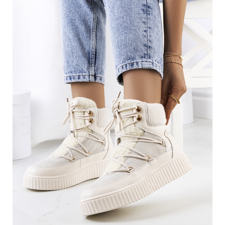 PA1 Botas de neve femininas bege, Laursen cru 2