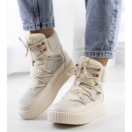 PA1 Botas de neve femininas bege, Laursen crua 1