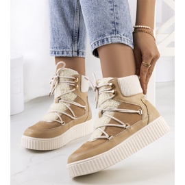 PA1 Botas de neve de mulher castanhas, Laursen bege cru 2