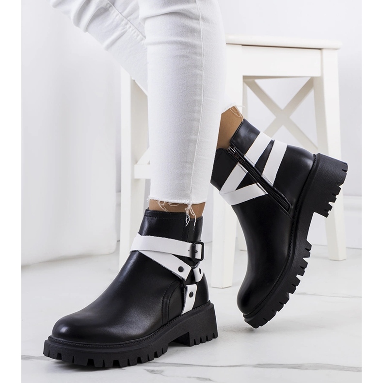 Botas femininas Meraz preto e branco 1