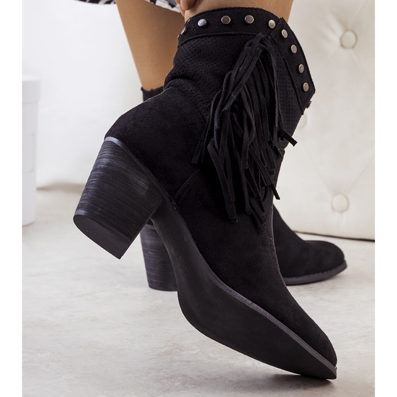 Botas de cowboy pretas com franjas preto 1