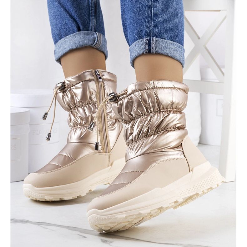 Botas de neve douradas com punhos Houle bege 1