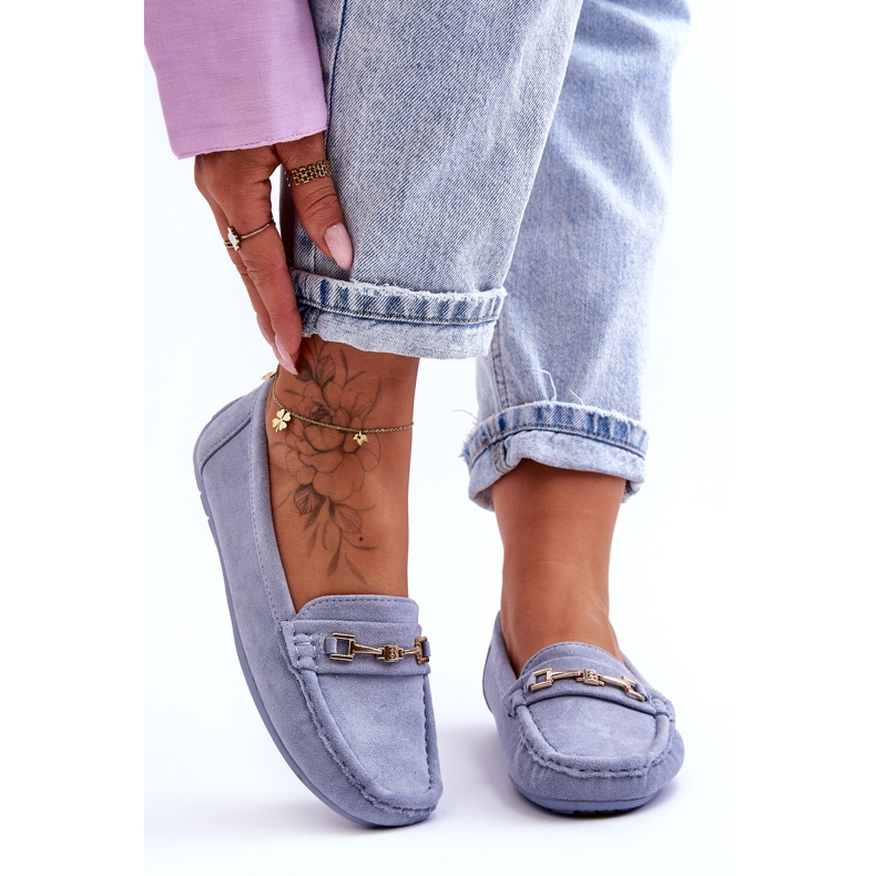 Mocassim feminino clássico de camurça azul Corinell 3 Mocassim feminino clássico de camurça azul Corinell 3