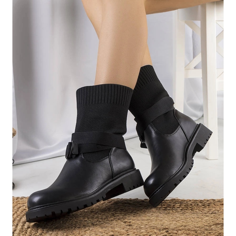 Botas pretas com cabedal Ricky flexível preto 1