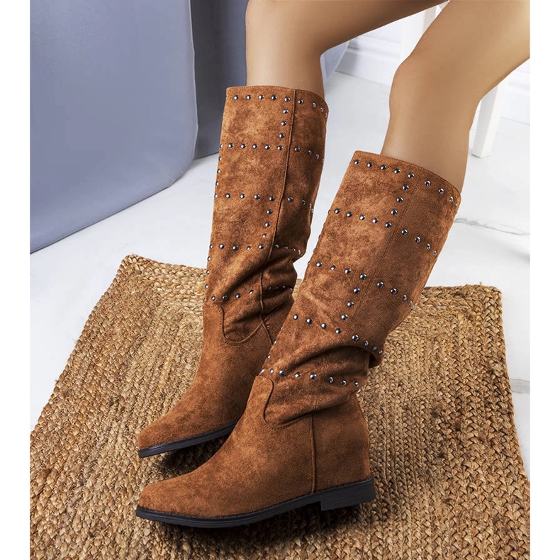 Botas de cunha camel Mercato marrom 1