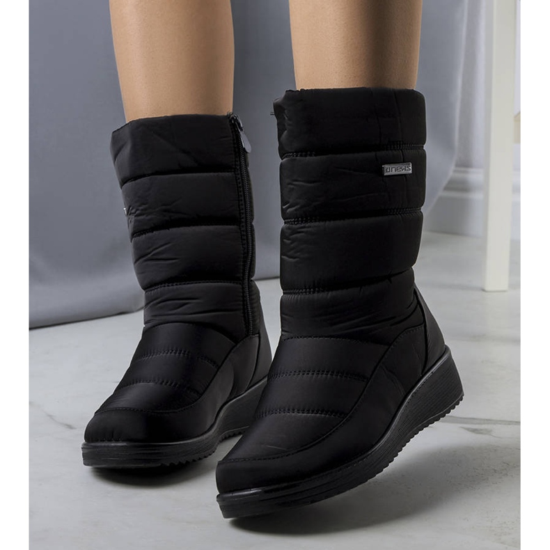 BM Botas de neve pretas na cunha baixa Reina preto 1