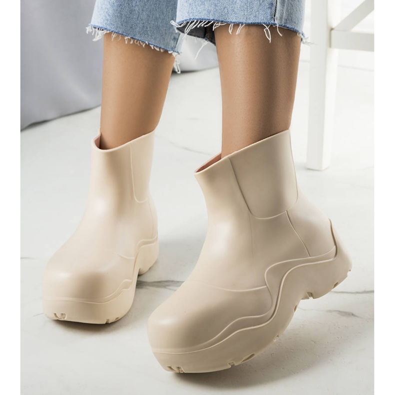 BM Botas de chuva bege com sola alta Frolo 1 BM Botas de chuva bege com sola alta Frolo 1