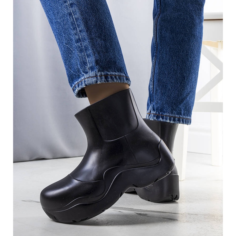 Botas de borracha preta com sola alta Frolo preto 1 Botas de borracha preta com sola alta Frolo preto 1