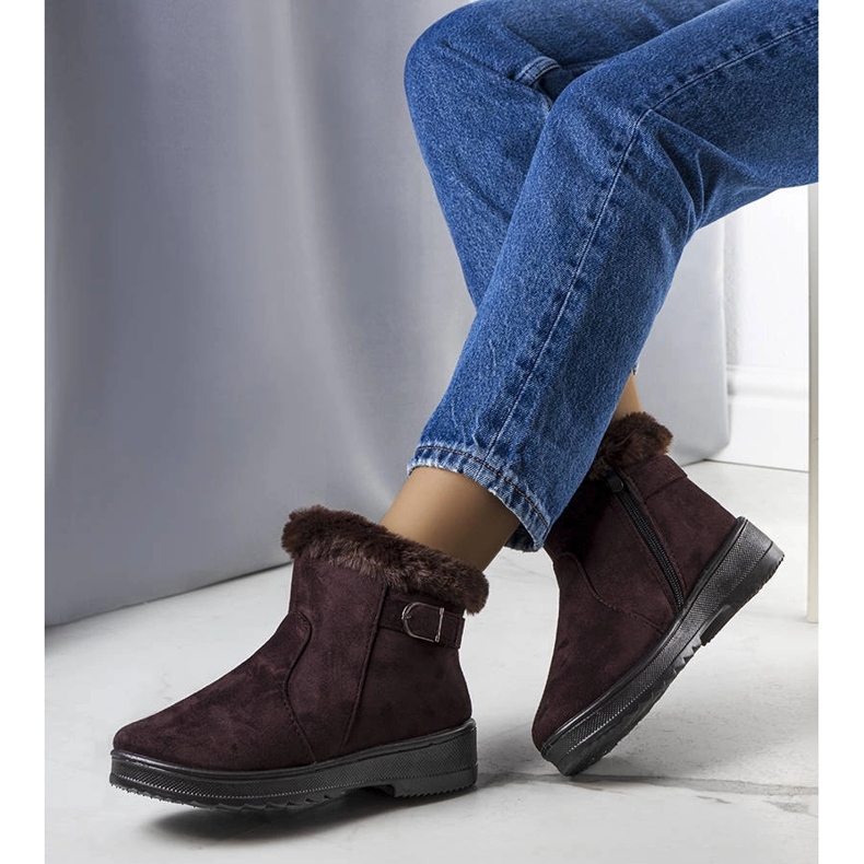 Botas de neve castanhas Julius com isolamento e pele marrom 1