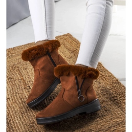 Botas de neve com isolamento camel e zíper Katalina castanho 1