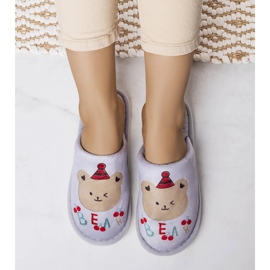 Chinelos de urso macio cinza 1