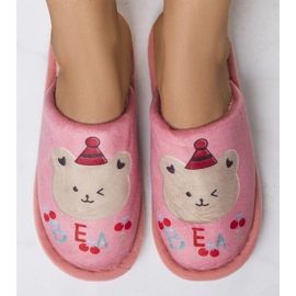Chinelos macios rosa de urso 1