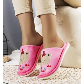 Chinelos de urso macio rosa escuro 1
