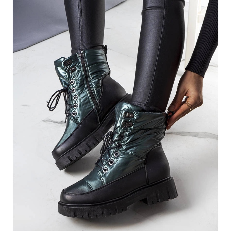 Botas de neve de mulher Anderson verdes preto 1