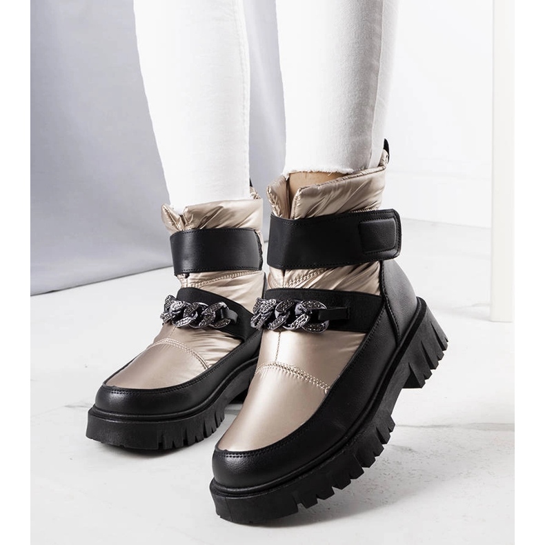Botas de neve Ephraim com corrente de ouro preto 1