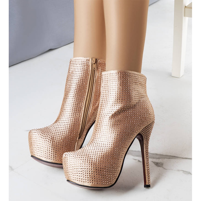 BM Tatiana Botas de salto alto douradas dourado 2