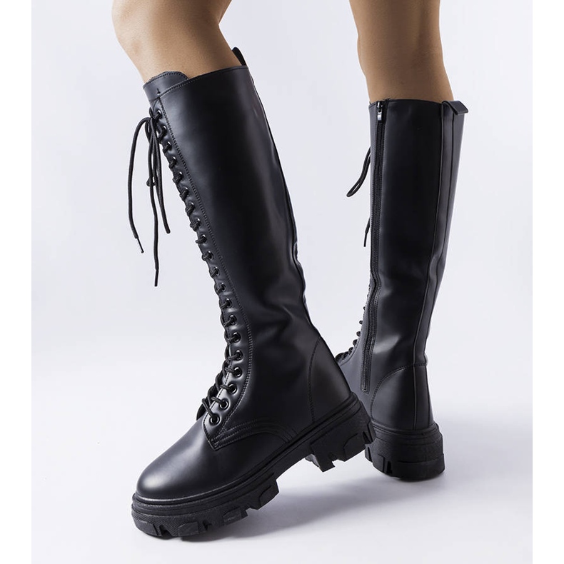 Botas isoladas pretas com amarração de Lomme preto 1