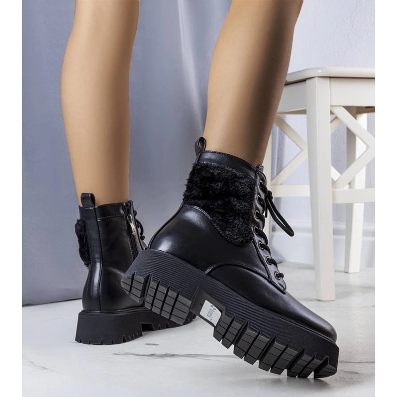 Botas isoladas pretas com pelo, Dixie preto 1 Botas isoladas pretas com pelo, Dixie preto 1