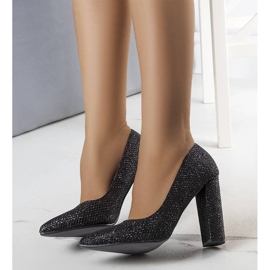 BM Sapato de salto brocado preto, Belle 1