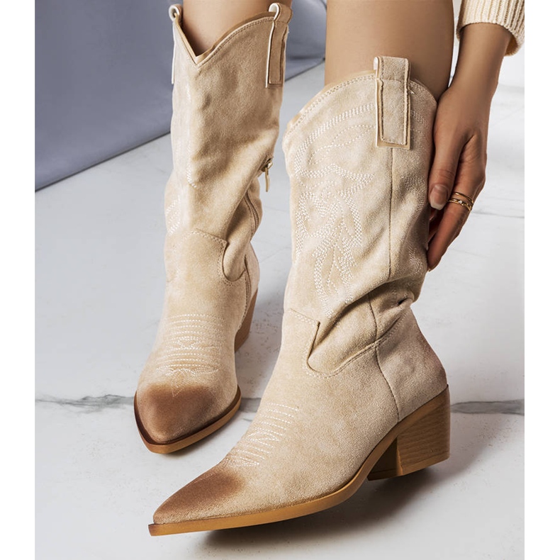 PA1 Botas cowboy de camurça bege, Routhier 1