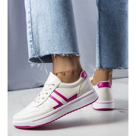 Tênis creme com detalhes rosa Olympia bege 1