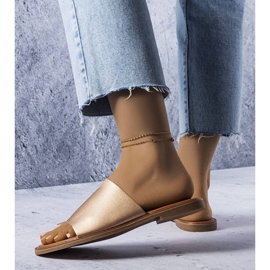 Evento Chinelos dourados com cabedal irregular Latourelle 1