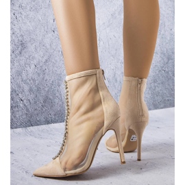 Botas bege decoradas com zircônias cúbicas Veilleux 1