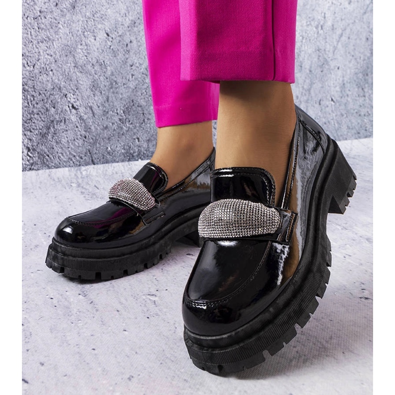 Brogues laqueados pretos com zircônia cúbica Mouss 1 Brogues laqueados pretos com zircônia cúbica Mouss 1