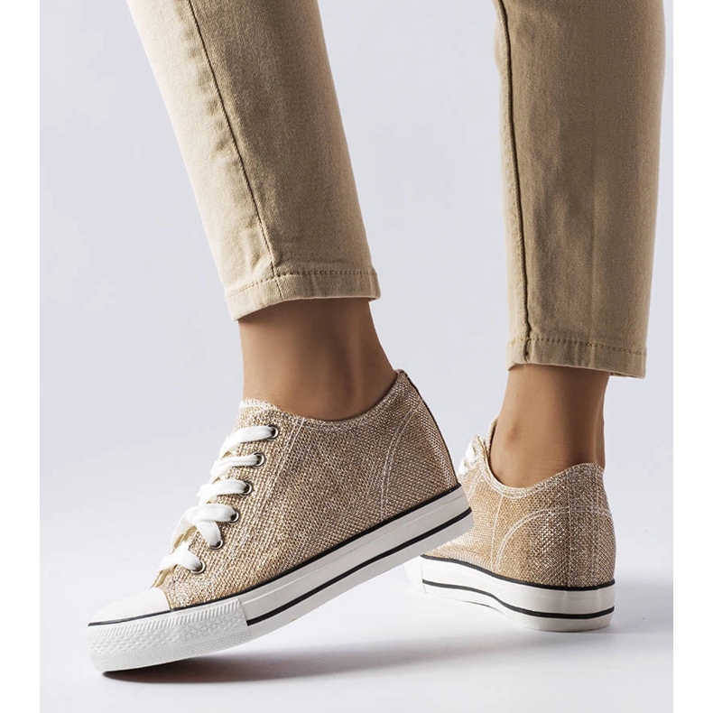 Tênis cano alto com glitter dourado Creta 1