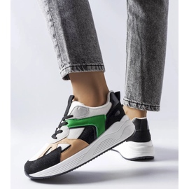 Sapatilhas pretas de materiais mistos da Riel branco 1