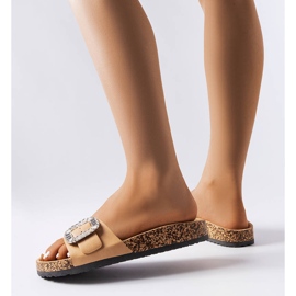 Slides marrons decorados com zircões Millicent marrom 1