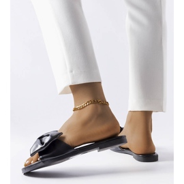 BM Sandálias pretas elegantes com laço da Garnier preto 1