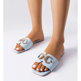 Chinelos elegantes azuis com corrente da Corbin azul 1