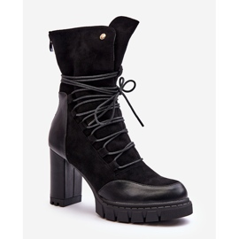 Botins femininos de salto alto com cadarço pretos Artie preto 1